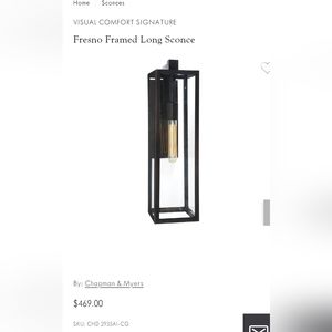 New Visual Comfort outdoor lighting sconce Fresno Long aged iron